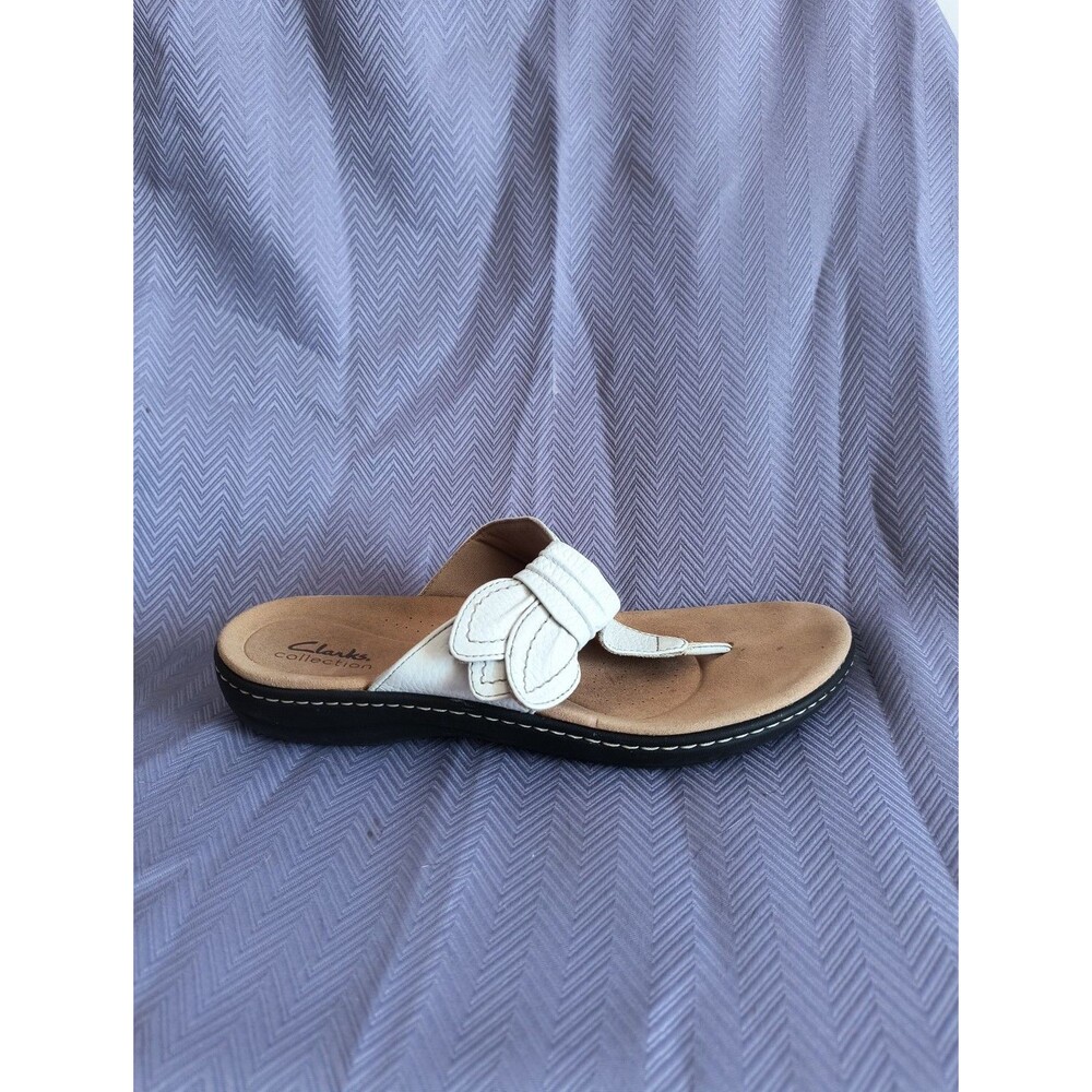 Clarks Collection Ultimate Comfort Sandals Women's 8 White Thong Flip Flop
